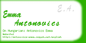 emma antonovics business card